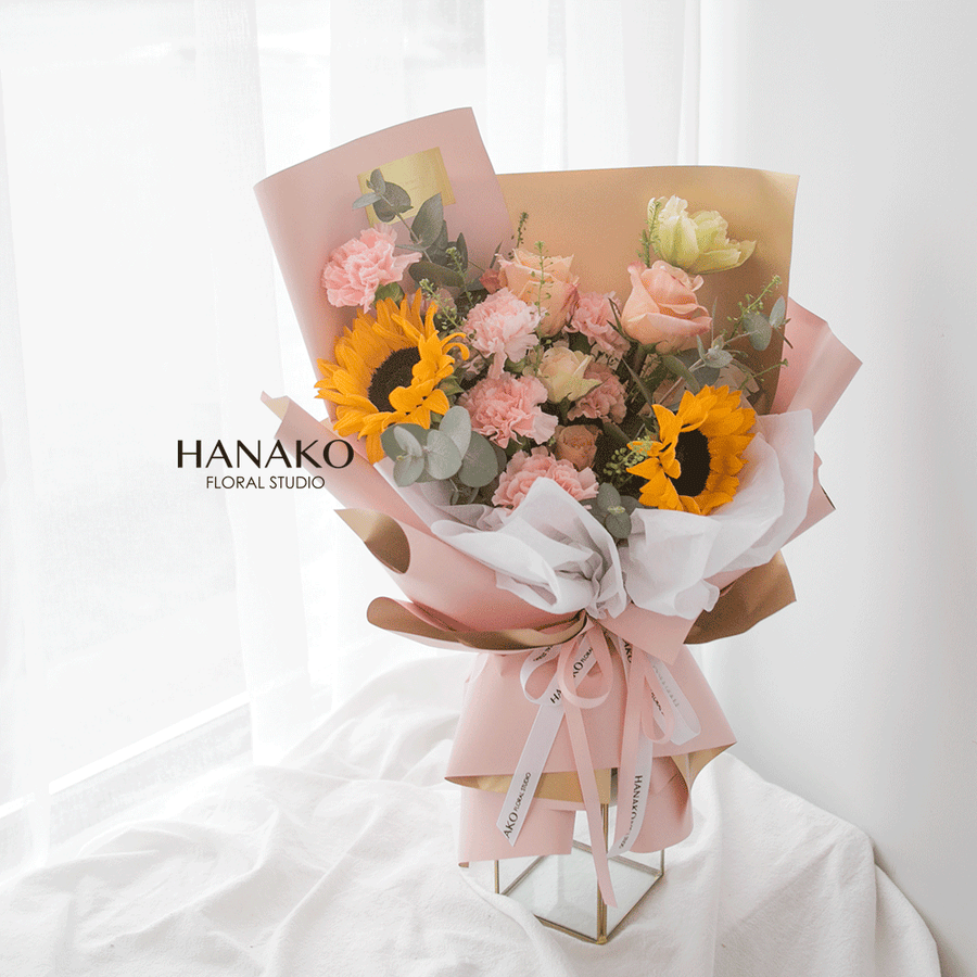 Graduation Sunflower Bouquet A-Pink