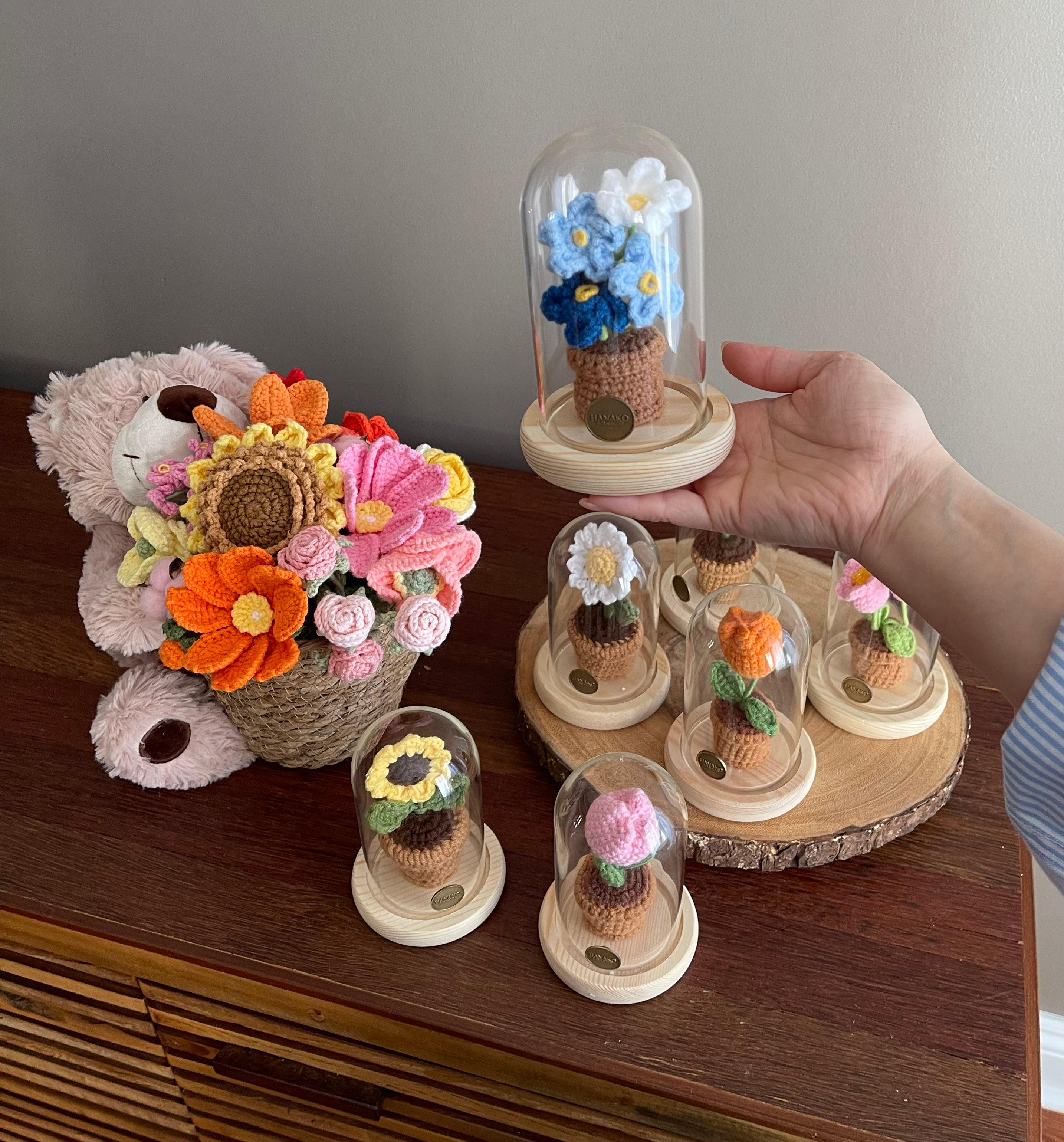 Mini Crochet Plant with Cloche