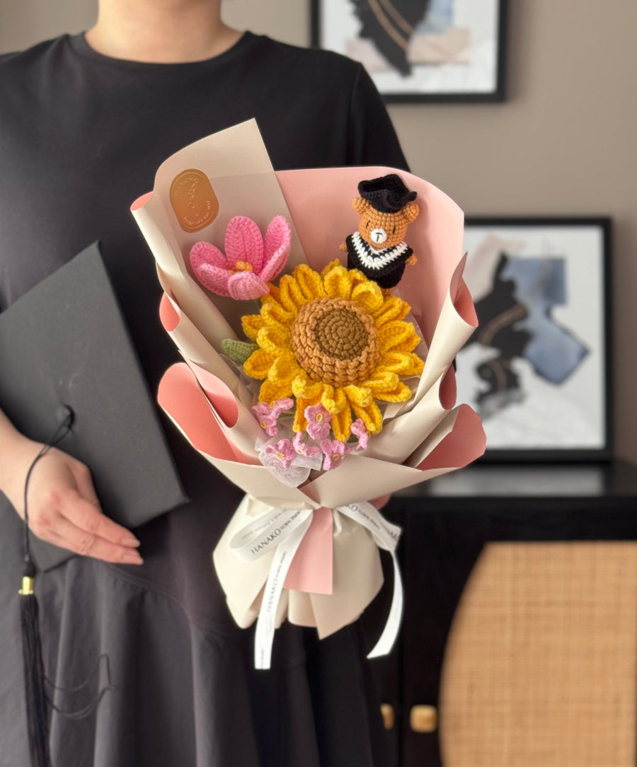 Sunny Scholar Graduation Crochet Bouquet