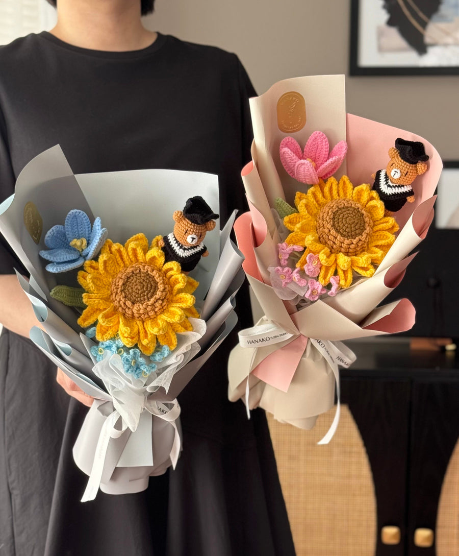 Sunny Scholar Graduation Crochet Bouquet