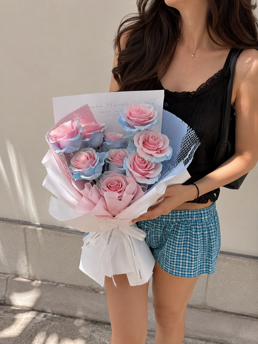Qixi 9/19 Sweet Baby Blue Rose Bouquet