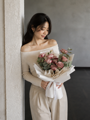 Korean Style Cappuccino Rose Bouquet(Pre-order, 7 Days in Advance)