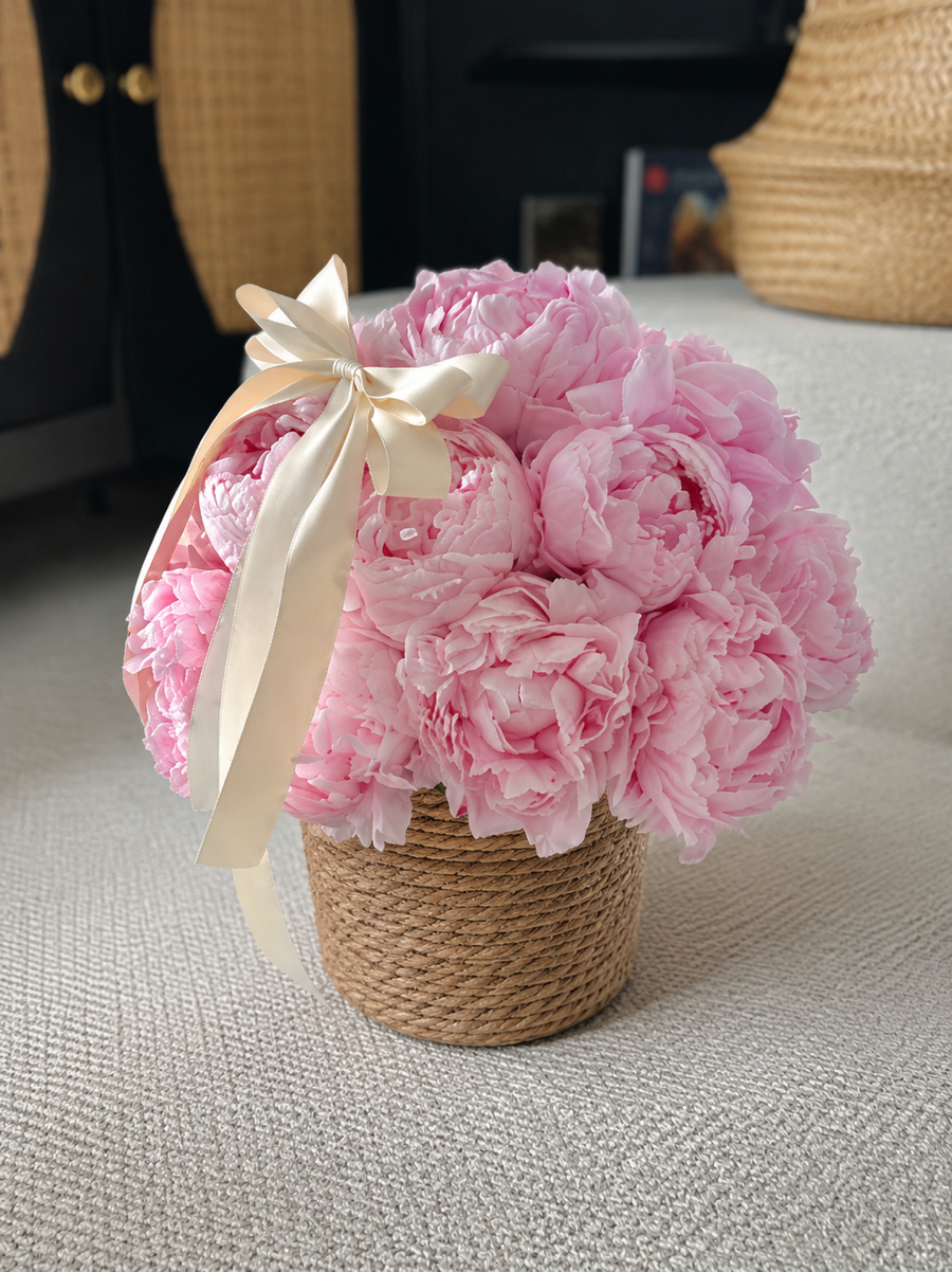 Signature Pink Peony Basket