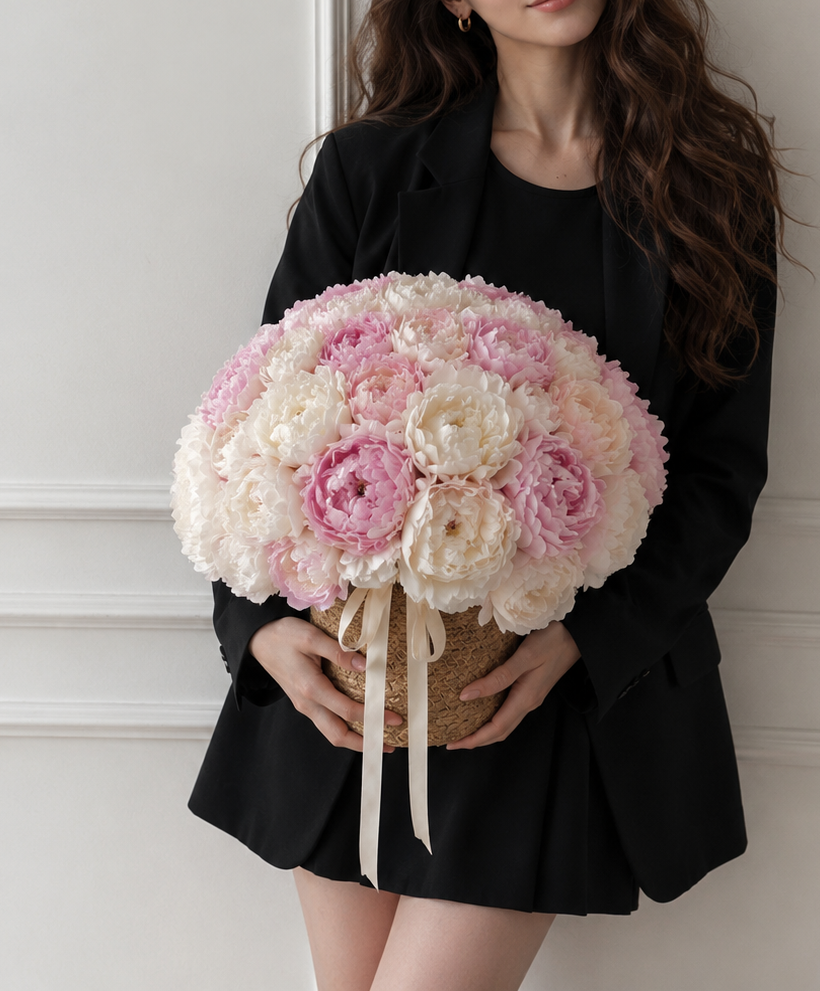 Signature Pink Peony Basket