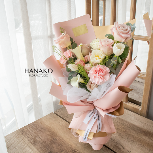 Graduation Assorted Glow Bouquet- Gold Blush