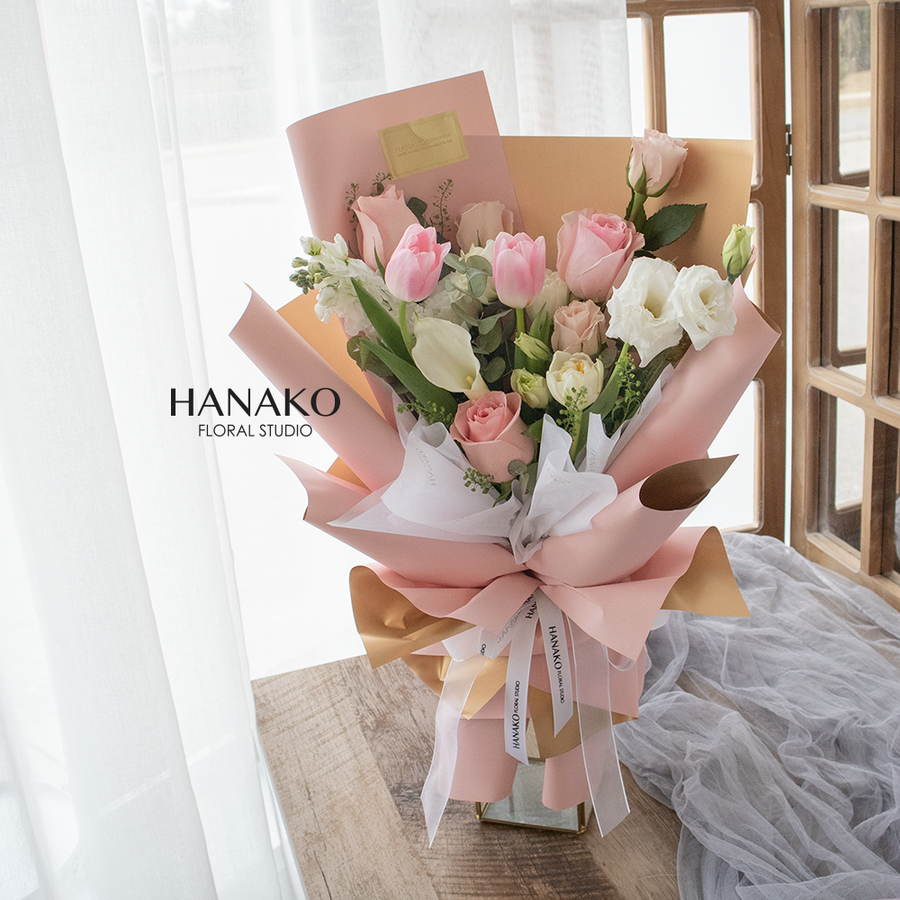Graduation Assorted Glow Bouquet- Gold Blush