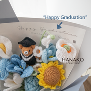 Crochet Graduation Bear Bouquet - Blue