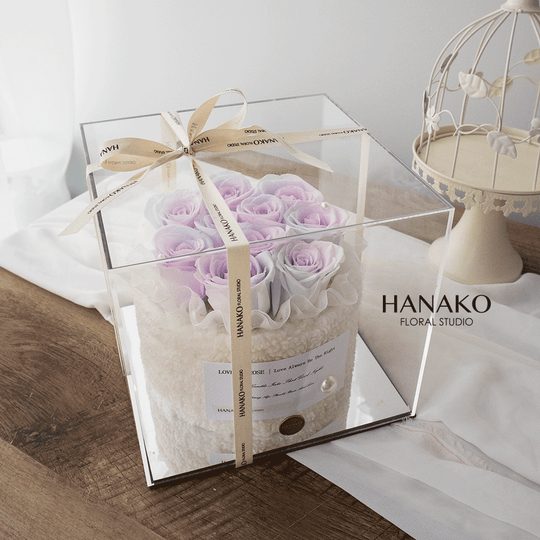 My Bunny Preserved Rose Box White Violet