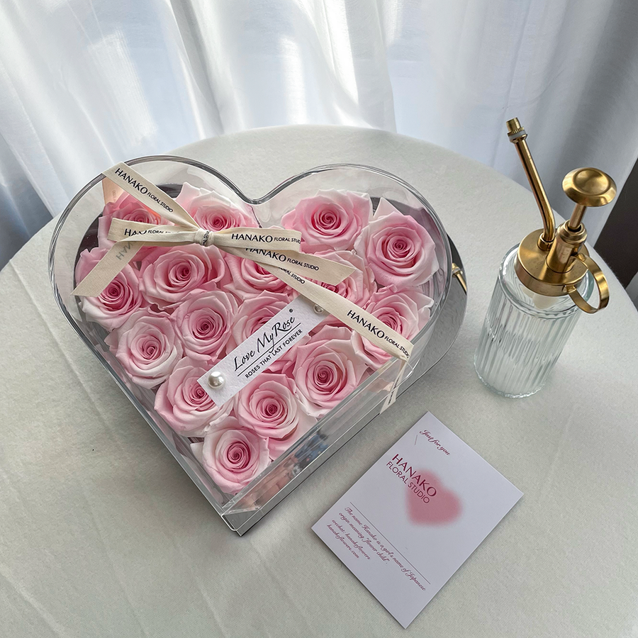 Heart Beat Preserved Rose Box-Pink
