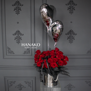 Vday Classic Red Rose Hug Box with Balloon