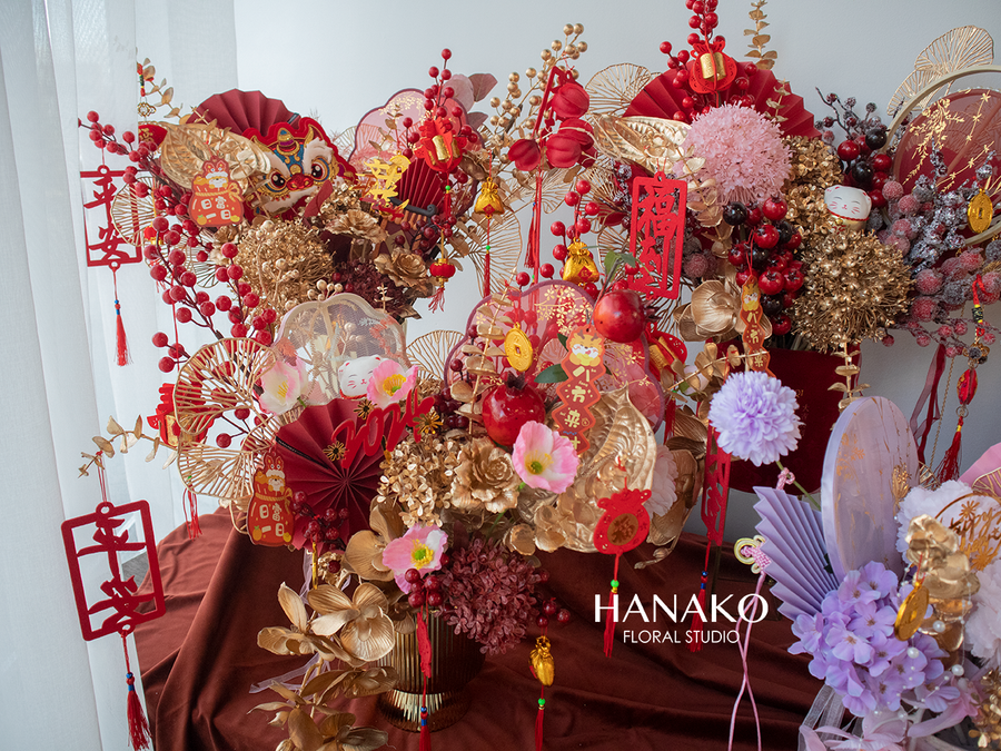 Lunar New Year Artificial Flower Bucket Style A