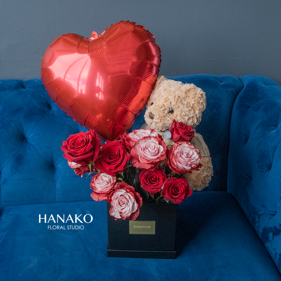Vday Plush Toy with Rose Box - Red