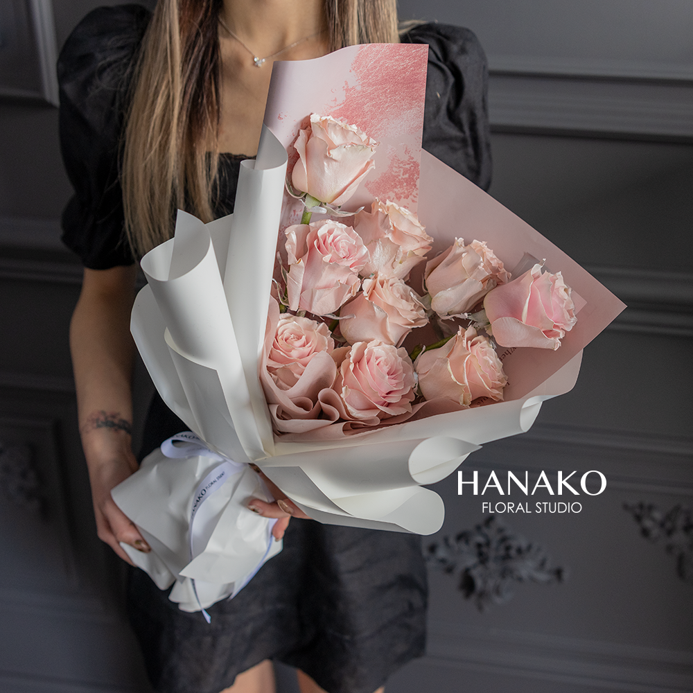 9/19 Golden Pink Rose Bouquet(Pre-order, 7 Days in Advance)
