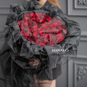 Vday 29/49/99 Chiffon Red Roses Bouquet