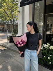 Qixi Romantic Two-Tone Rose Bouquet – Golden Pink & Mauve
