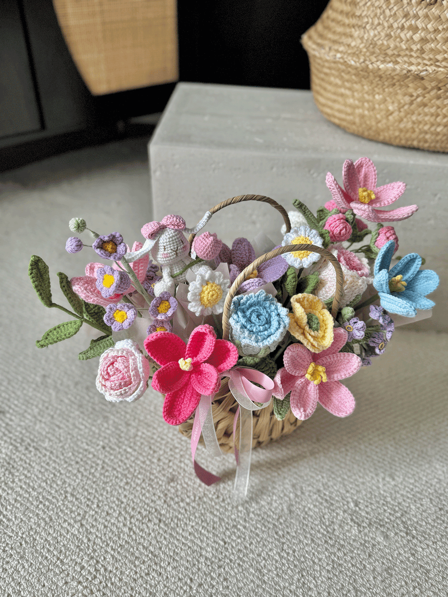 Mother’s Day Crochet Flower Basket – Sweet Bloom