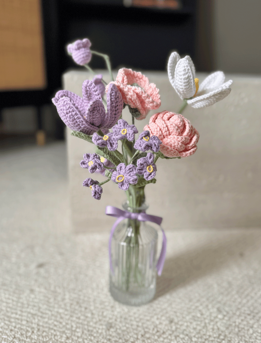 Mother's Day Crochet Flower Vase Arrangement – Petite Bloom