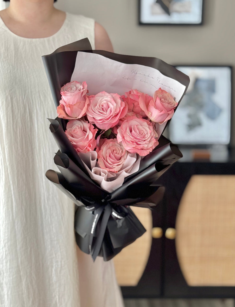 9/19 Tinted Sweet Flamingo Rose Bouquet