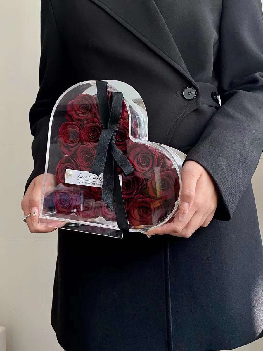 Heart Beat Preserved Rose Box-Red