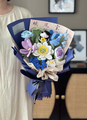 Oriental Lotus Crochet Panda Graduation Bouquet