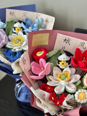 Oriental Lotus Crochet Panda Graduation Bouquet