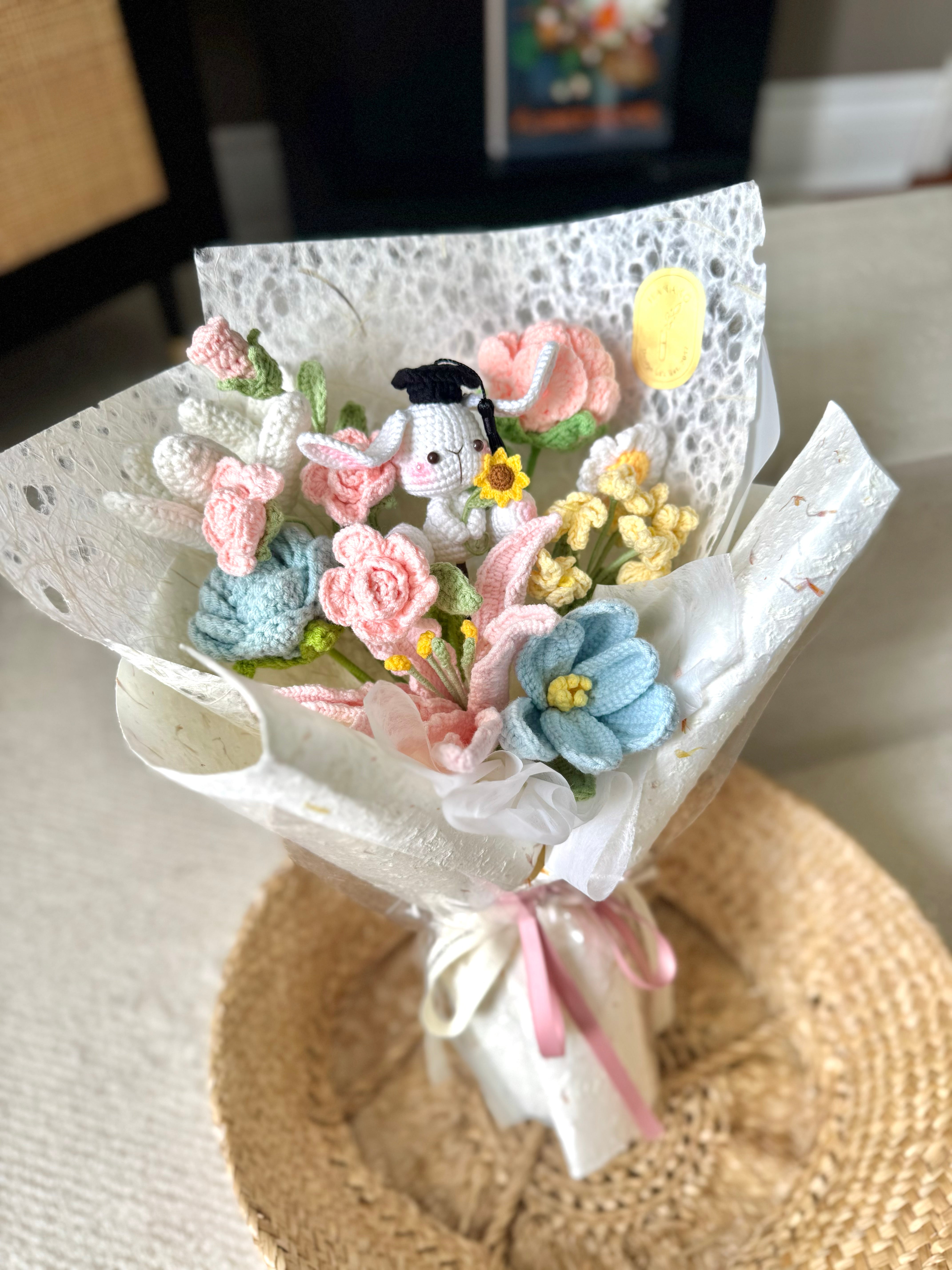 Bunny Keepsake Graduation Crochet Bouquet