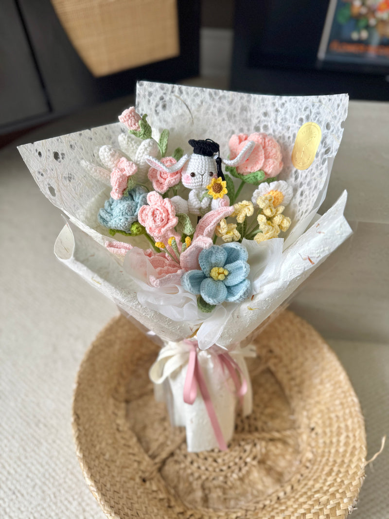 Bunny Keepsake Graduation Crochet Bouquet