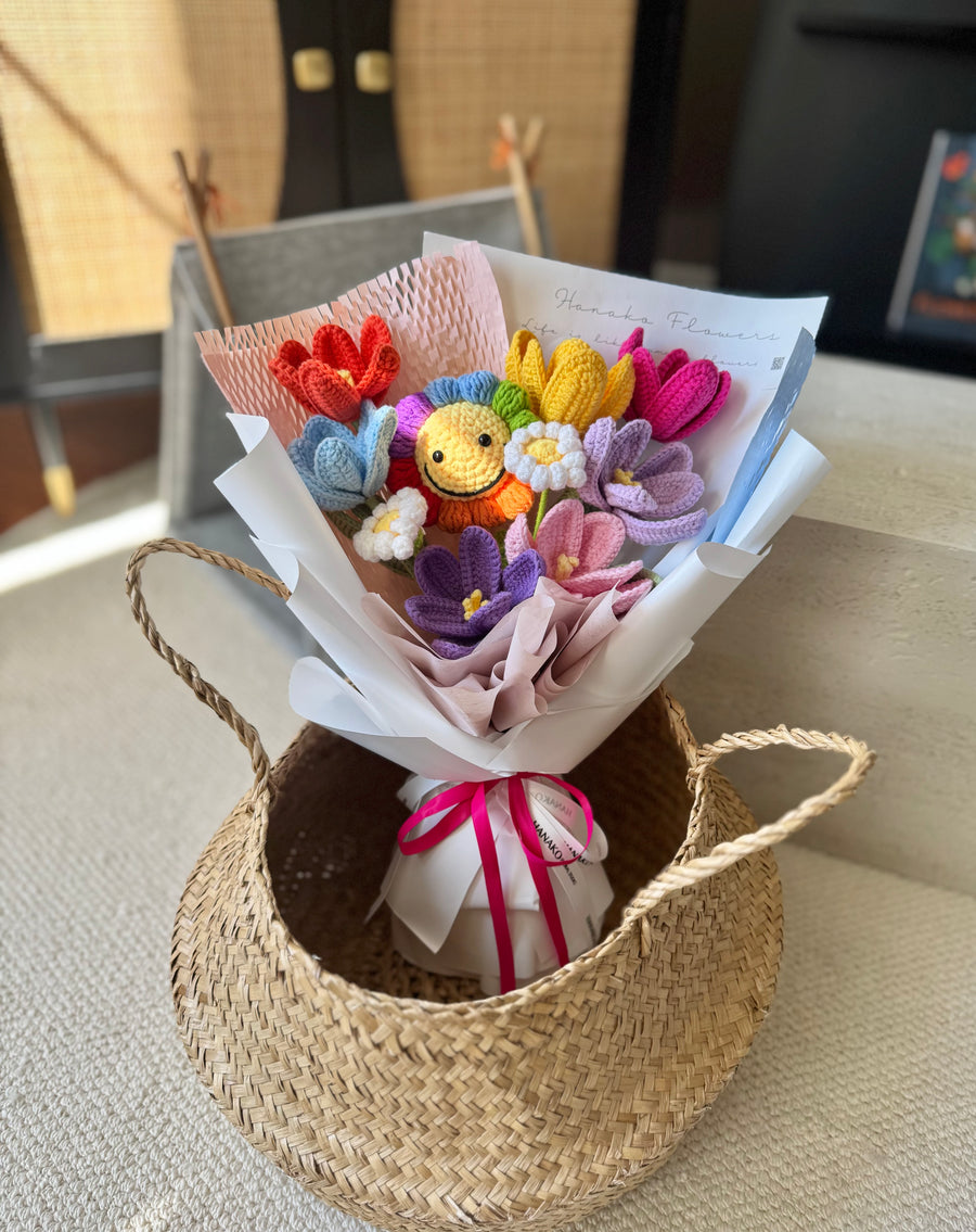 Rainbow Smile Crochet Bouquet
