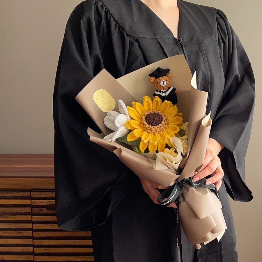 Crochet Graduation Sunflower Bouquet