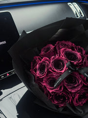 Vday Classic Round Rose Bouquet-Amethyst Noir
