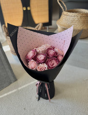 Qixi Romantic Two-Tone Rose Bouquet – Golden Pink & Mauve