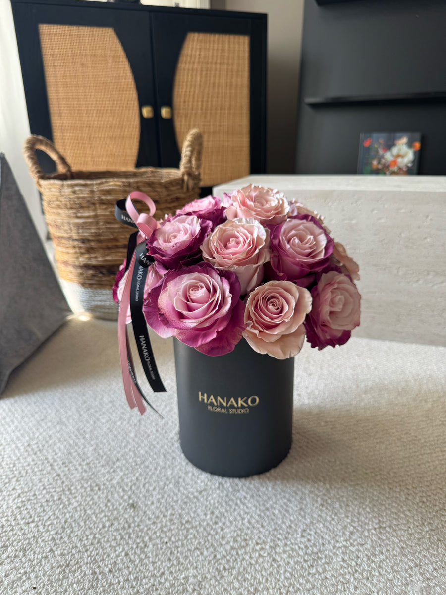 Qixi Two-Tone Rose Bloom Box – Golden Pink & Mauve