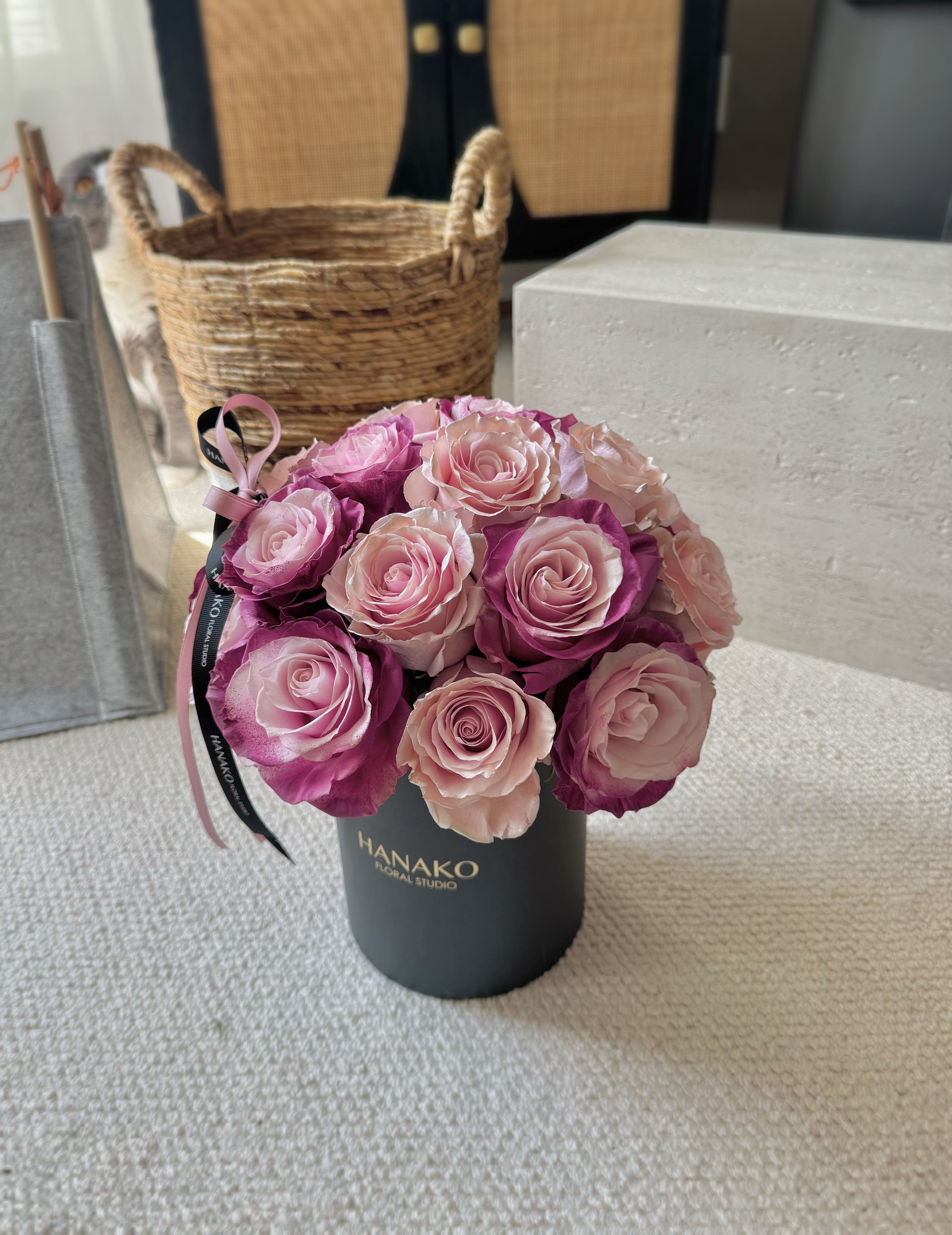 Qixi Two-Tone Rose Bloom Box – Golden Pink & Mauve