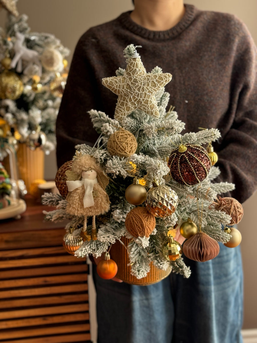 Mini Table Artificial Christmas Tree - Brown