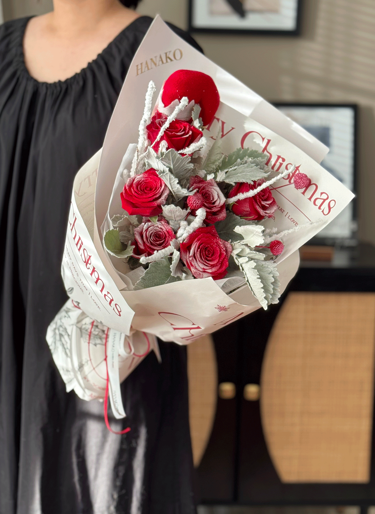 Frosted Christmas Rose Bouquet