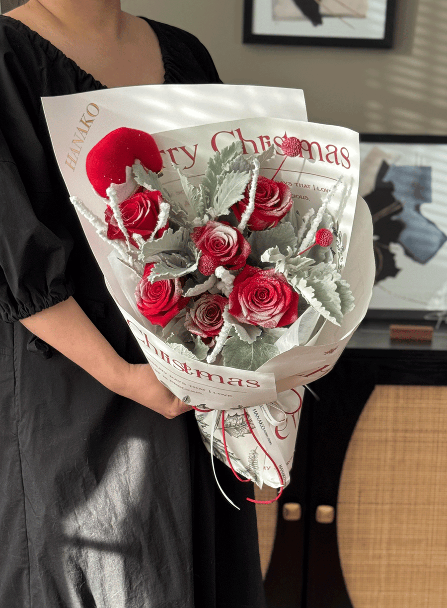 Frosted Christmas Rose Bouquet