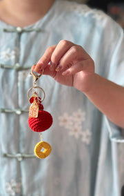 Handmade Lucky Gourd Crochet Keychain