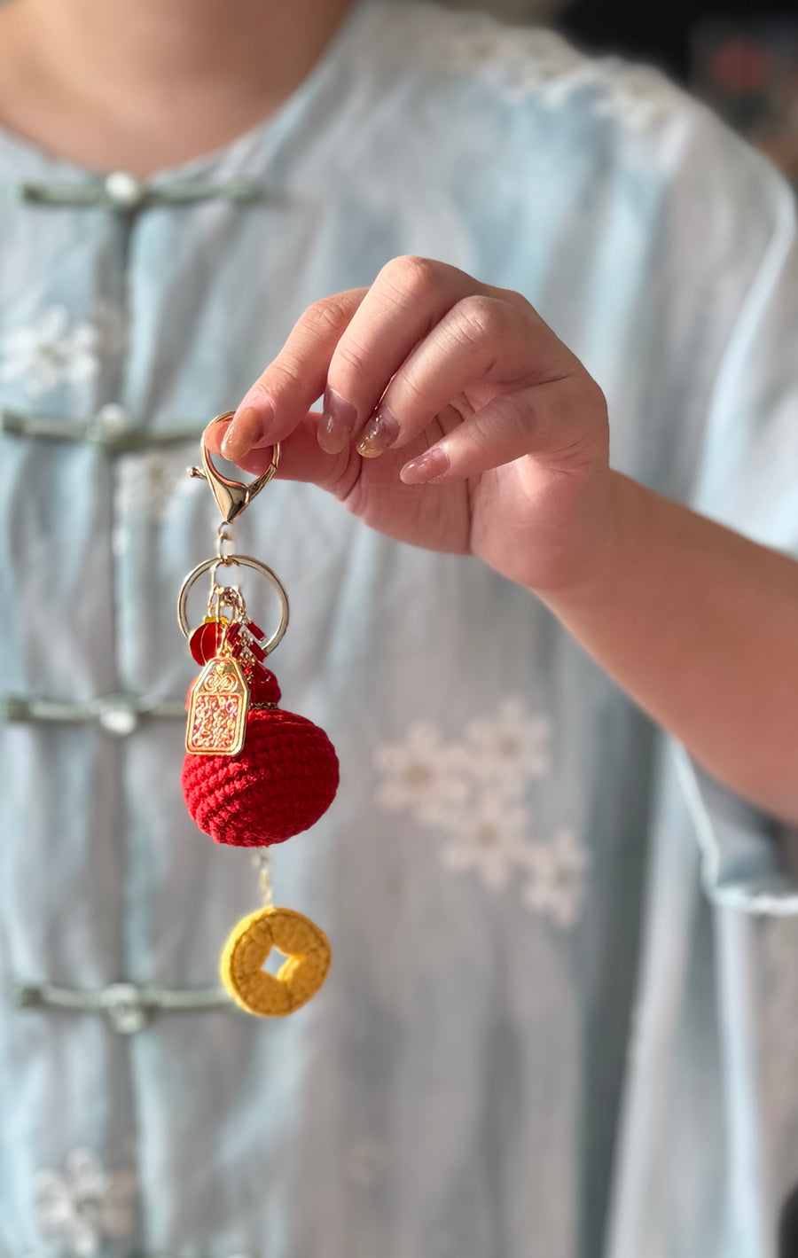 Handmade Lucky Gourd Crochet Keychain