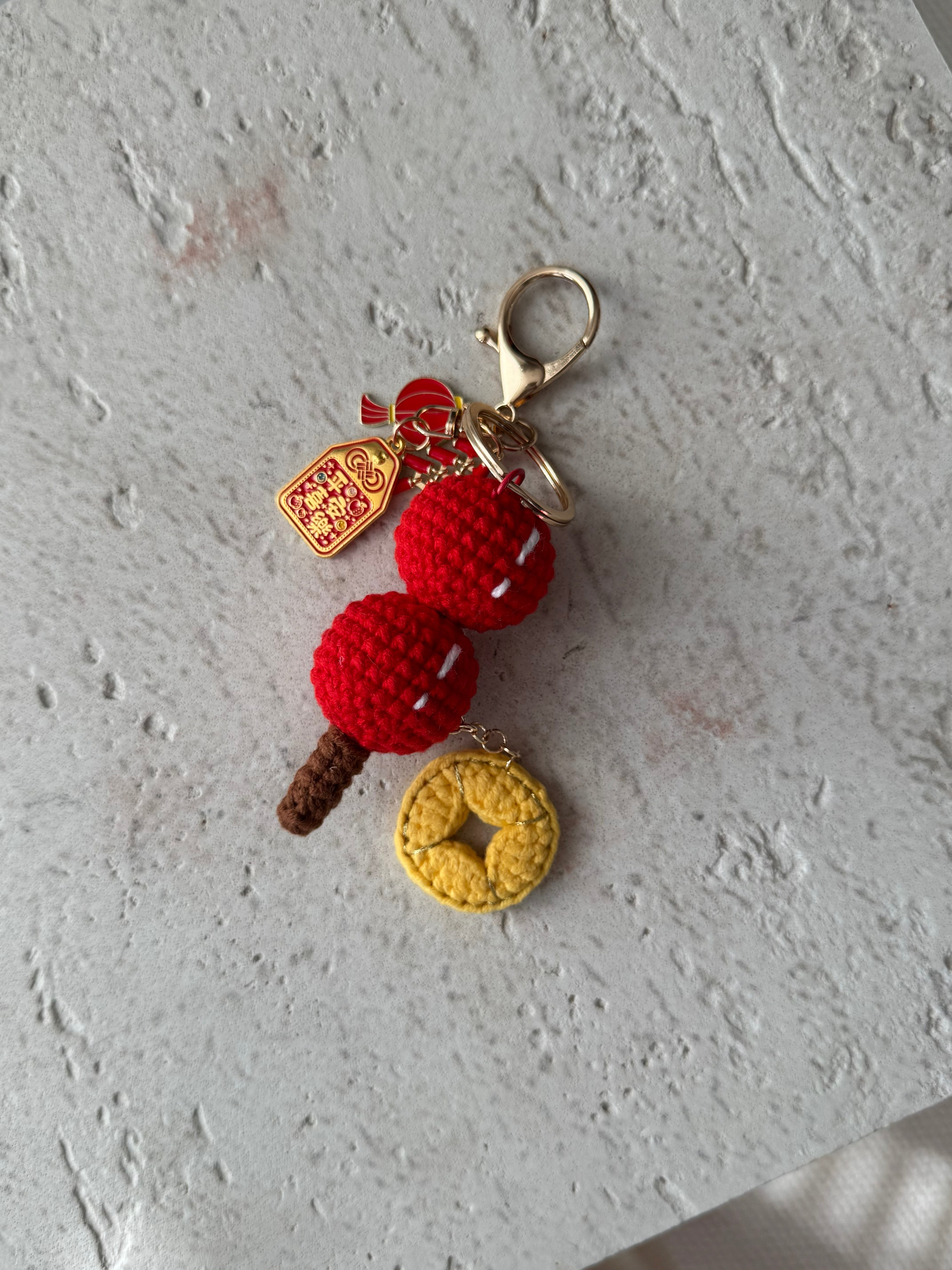 Handmade Tanghulu Crochet Keychain