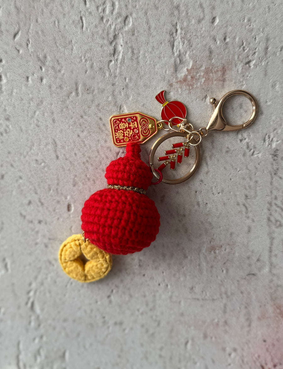 Handmade Lucky Gourd Crochet Keychain