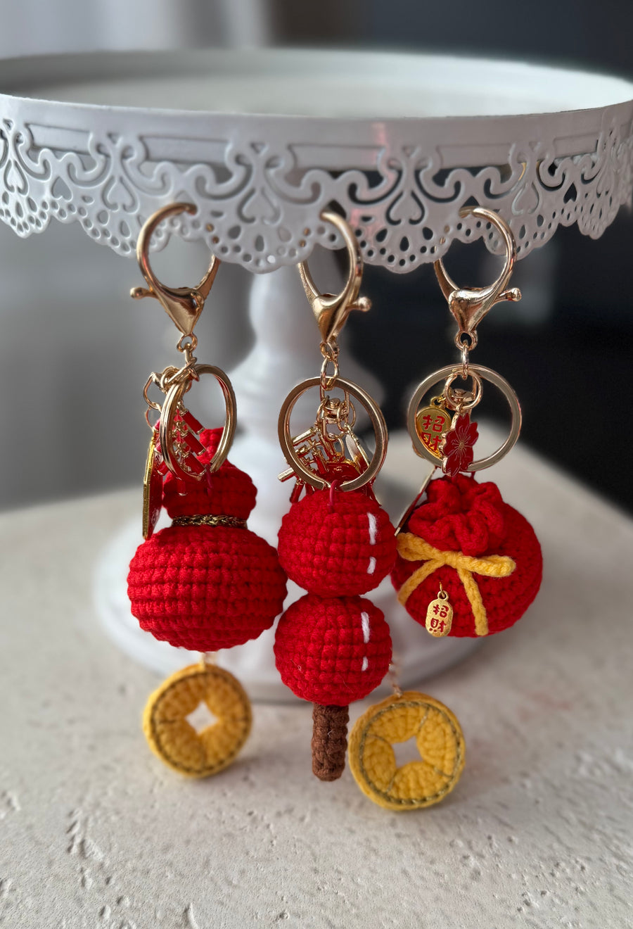 Handmade Lucky Gourd Crochet Keychain