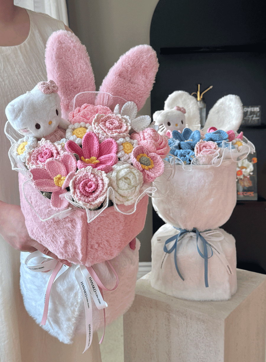 Fluffy Bunny Ear Crochet Bouquet