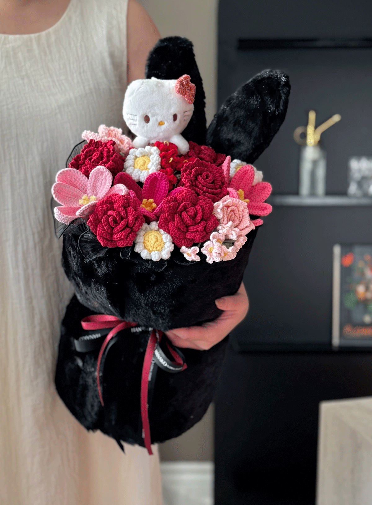 Fluffy Bunny Ear Crochet Bouquet