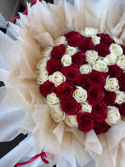 Ballet Bloom Rose Bouquet - Mixed Red White Rose(Pre-order, 3 Days in Advance)