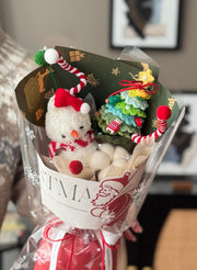 Bouquet with snowman and Christmas tree decorations