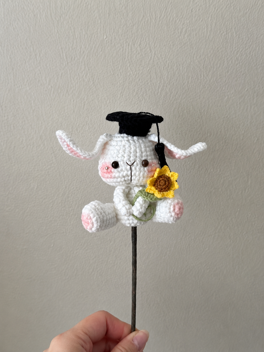 Add a crochet graduation bunny