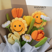 Happy Smile Sunflower Crochet Bouquet