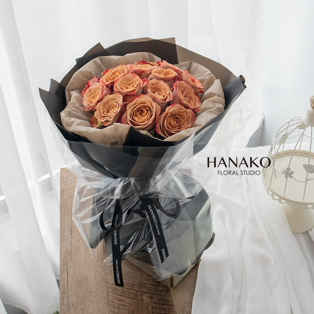 Classic Cappuccino Rose Round Bouquet(Pre-order, 7 Days in Advance)